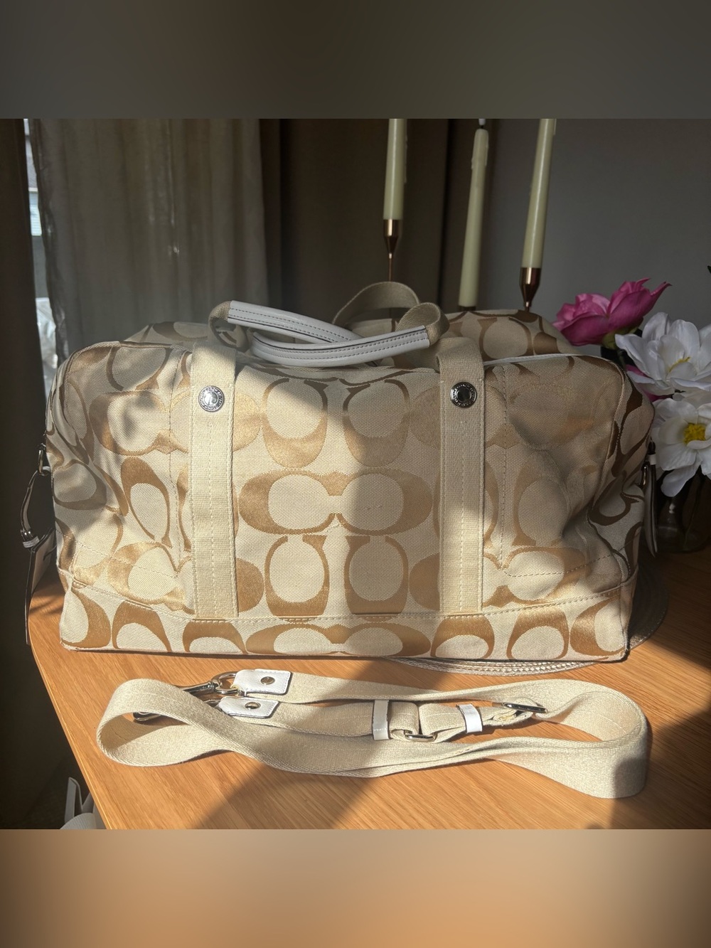 COACH Designer Kyra Signature Travel Satchel/Duffle Bag.